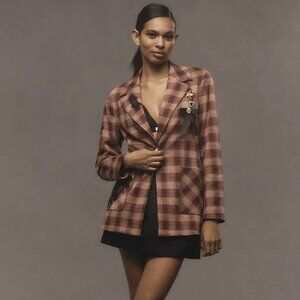 Avec Les Filles // Anthro - Plaid Pin Blazer Jacket - Small - NWT